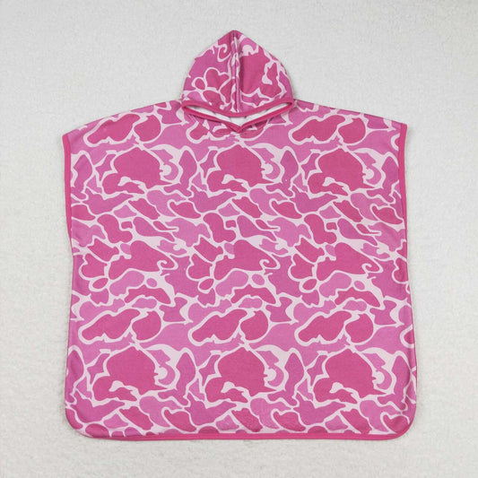 S0438 hot pink camo hooded towel kids swimsuit cover up