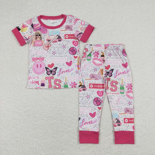 GSPO1427 1989 Country singer hot pink short sleeve pants girls pajamas