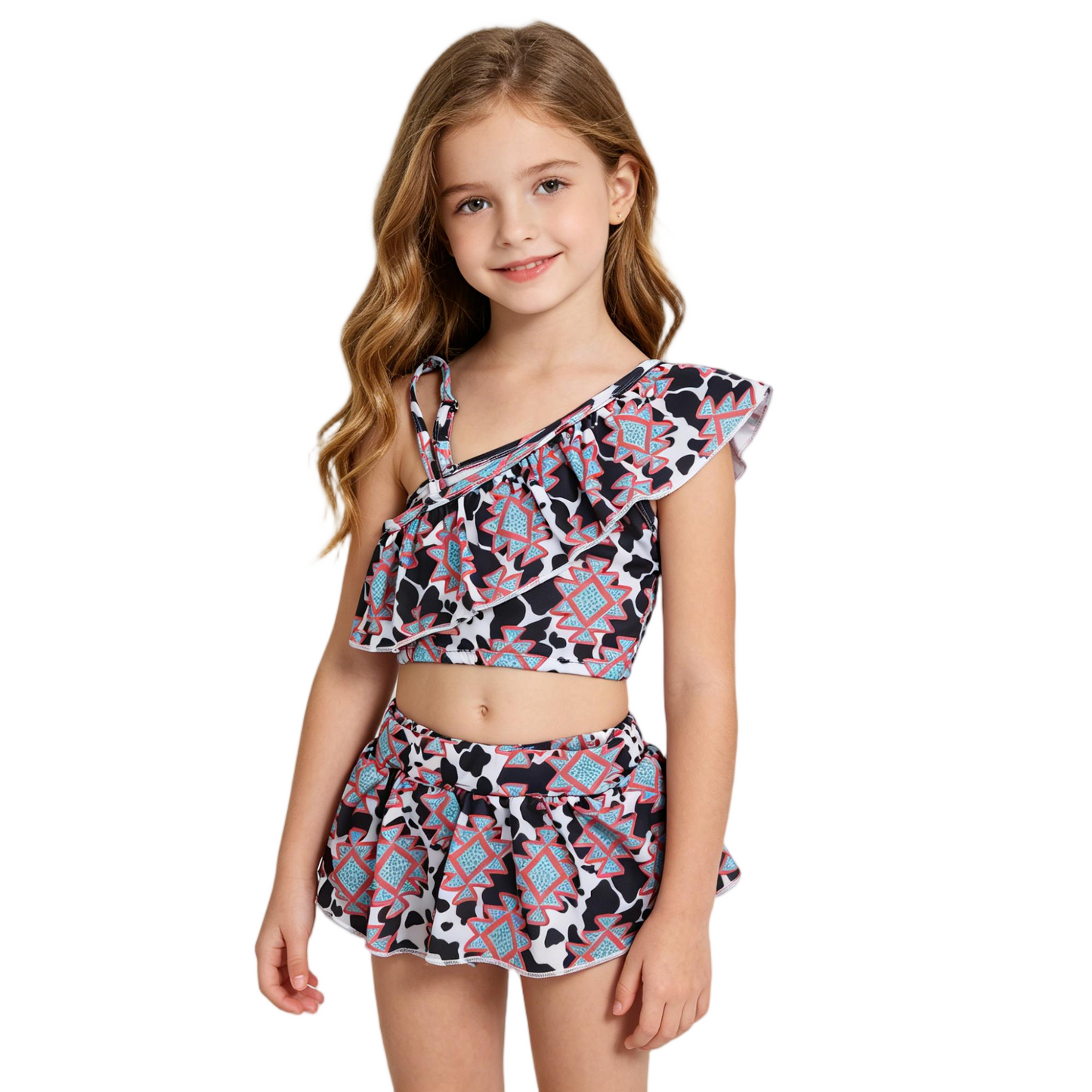 S0038 Aztec Cow Print Girls Bathing Suits Swimsuits