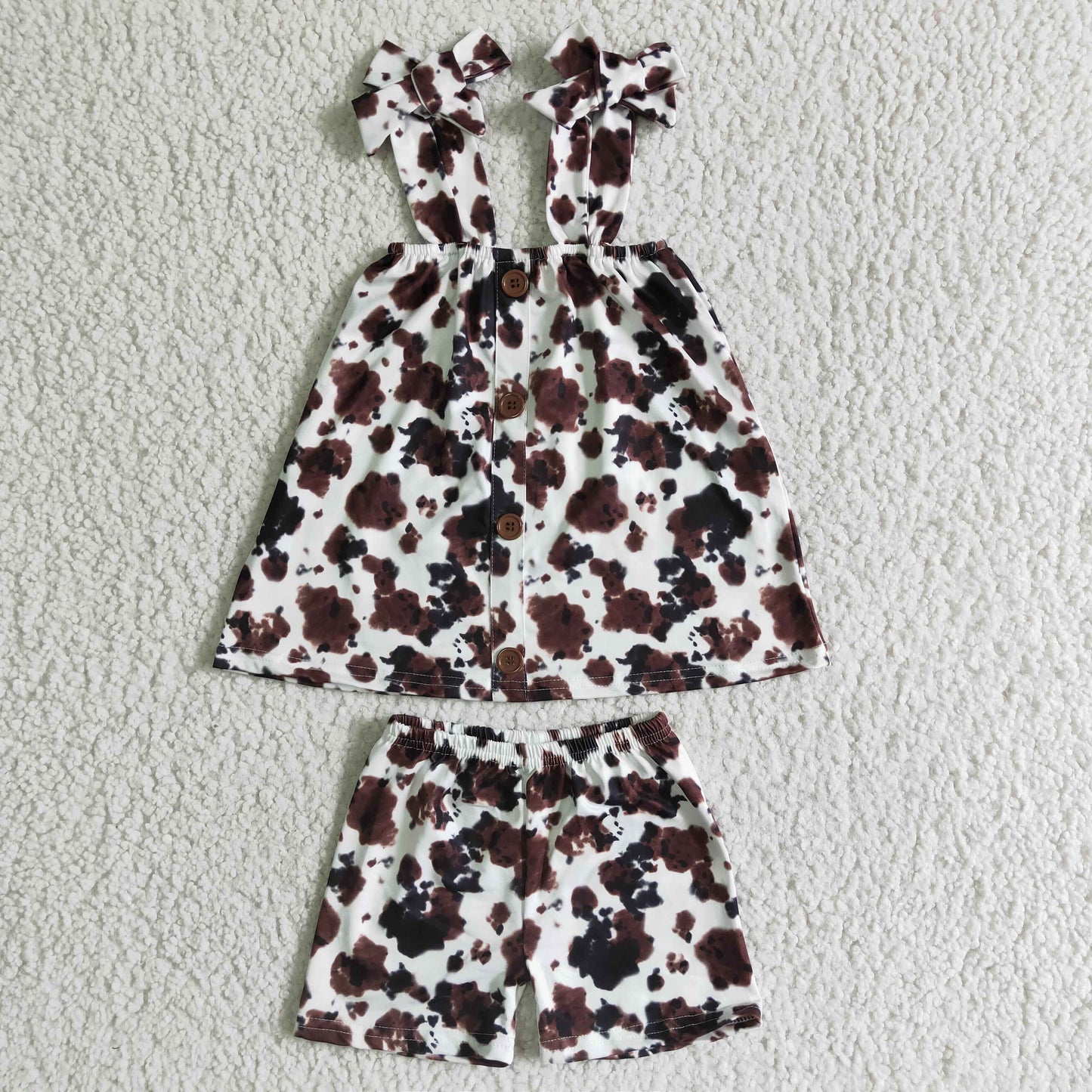 GSSO0037 Cow Print Fashion Baby Girls Set