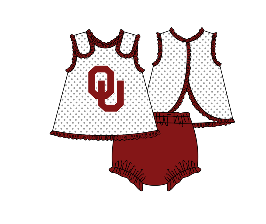 Custom Moq 3 Football Team Maroon Sleeveless Girls Bummies Set