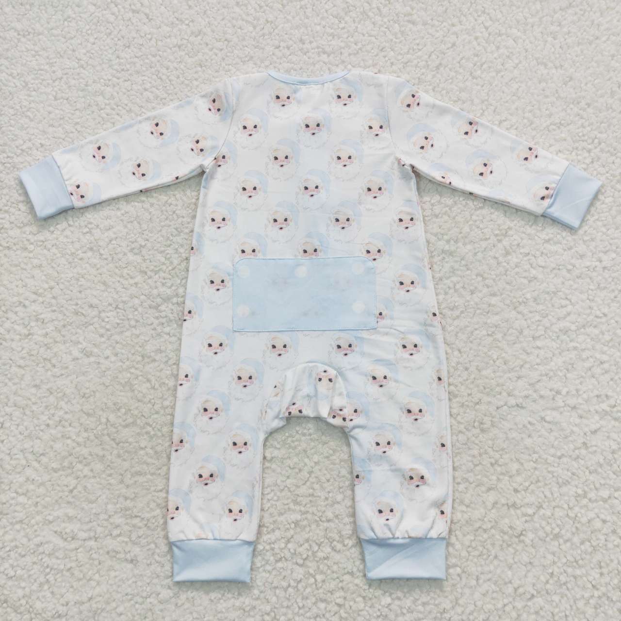 USA SHOP LR0585 Christmas Santa Claus blue long sleeve boys romper