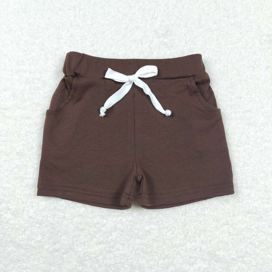 SS0134 Brown cotton pockets kids shorts