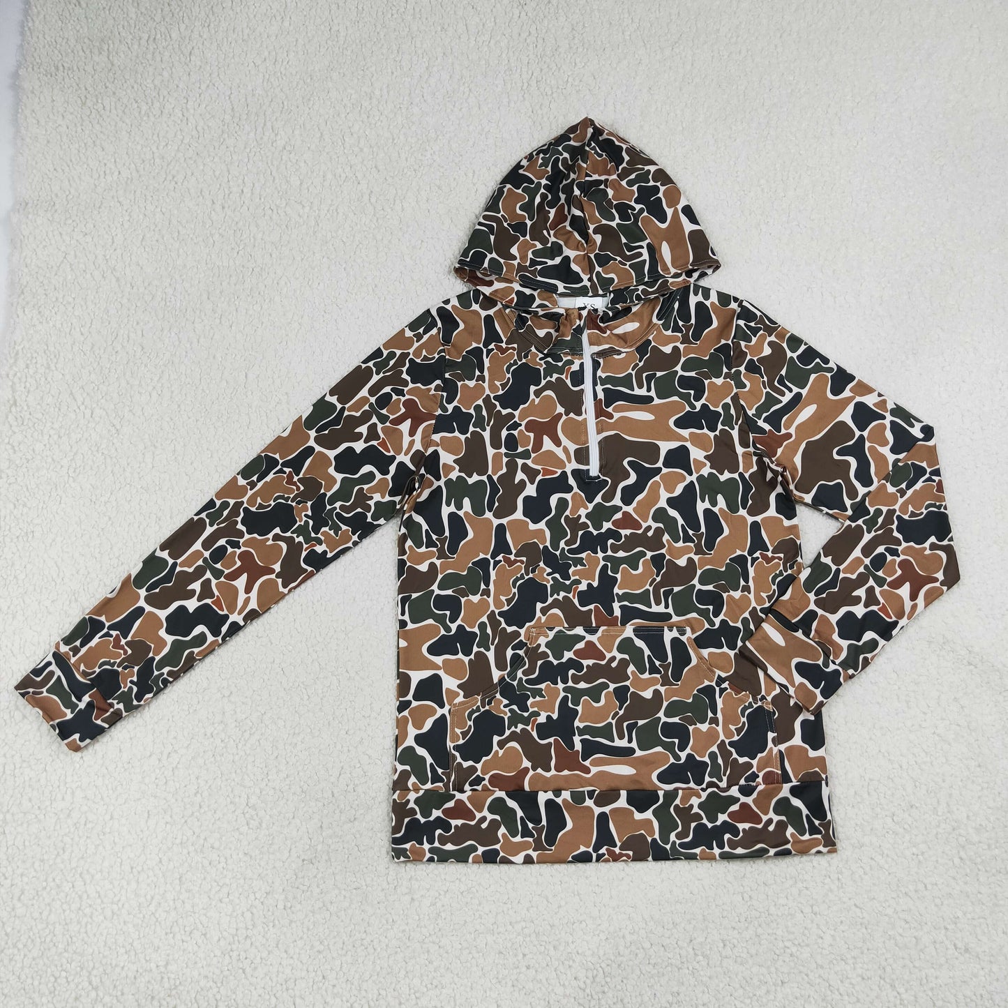 GT1710 Hunting Camo Pocket Zipper Hoodie Long Sleeve Adult Women Top