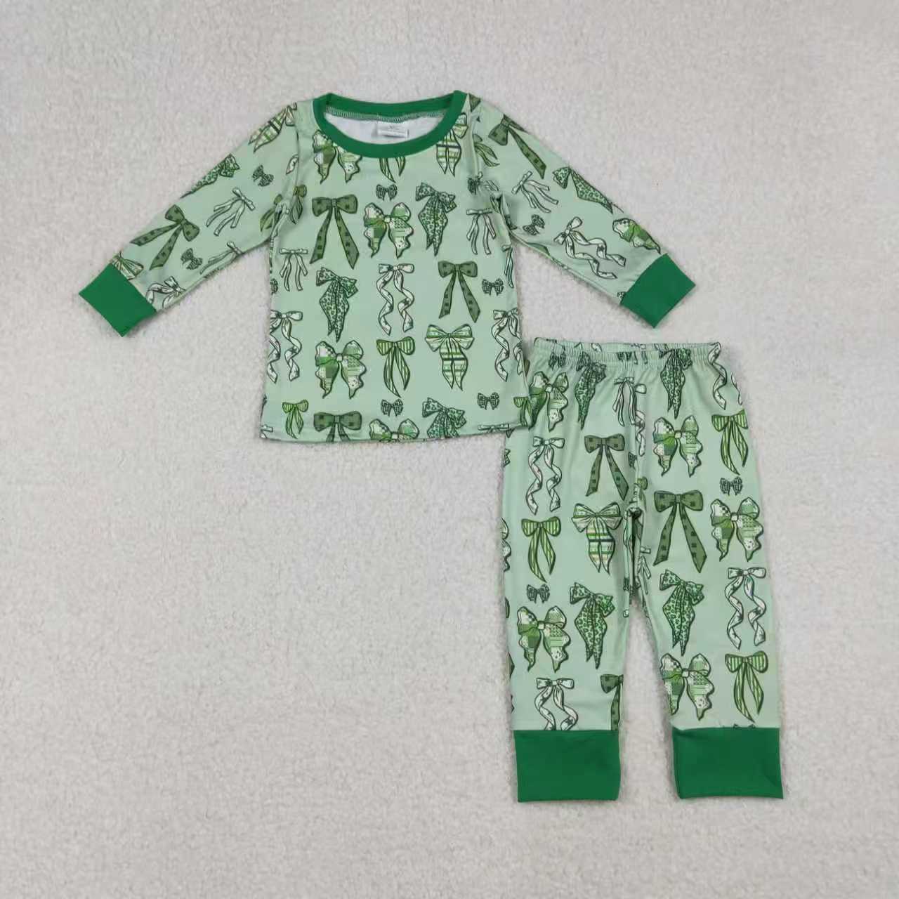 St Patrick green bows RTS Sibling Clothes