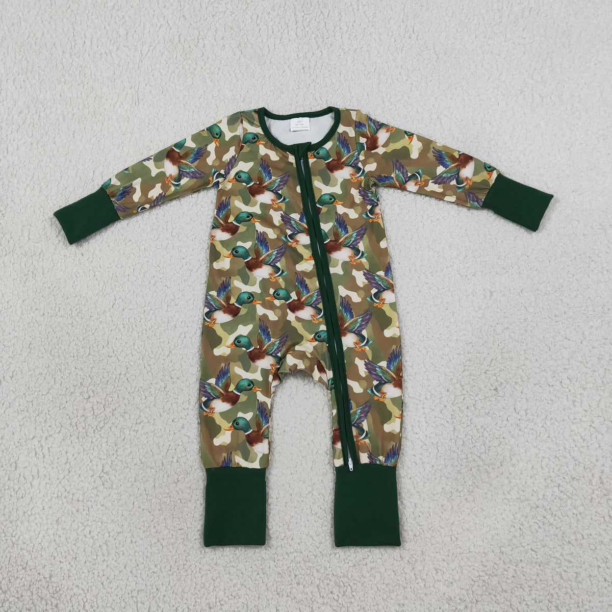LR3249 Hunting Camo Zipper Long Sleeve Boys Romper