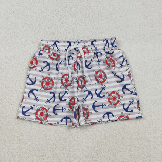 S0589 boat anchor striped boys swimming trunk