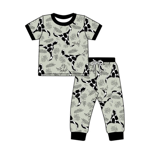 preorder BSPO0327 Western print cow short sleeve pants boys pajamas