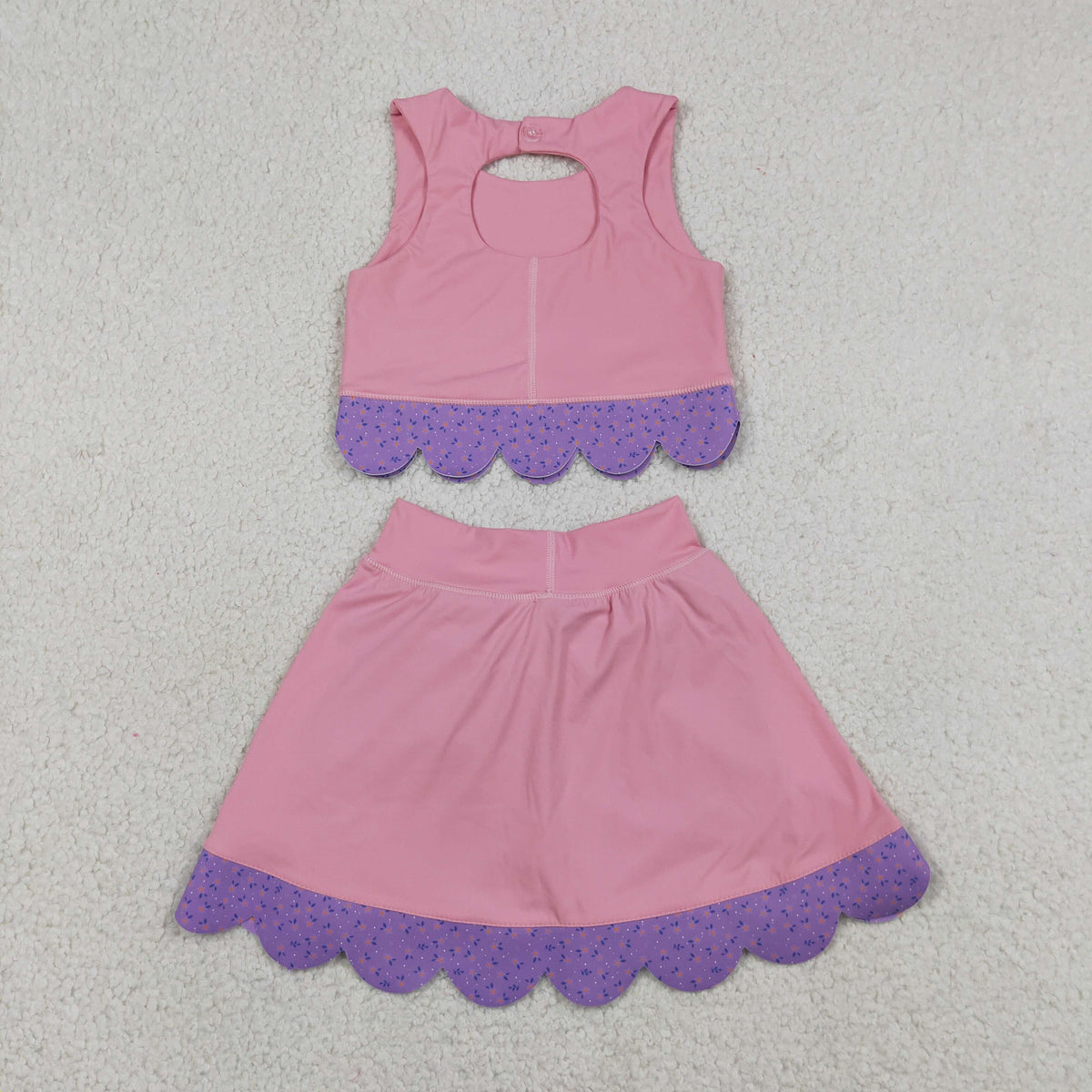 GSD3319 Yoga Solid Color Green Sleeveless Bows Skorts Girls Set
