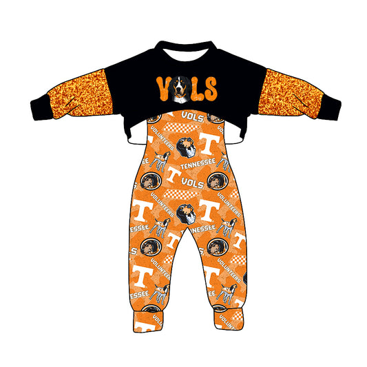 custom Orange long sleeve jumpsuit set