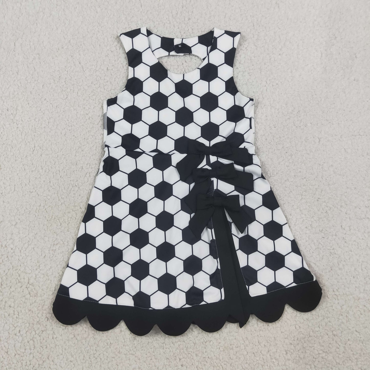 GSD4102 Yoga Black Soccer Bows Sleeveless Skorts Girls Dress