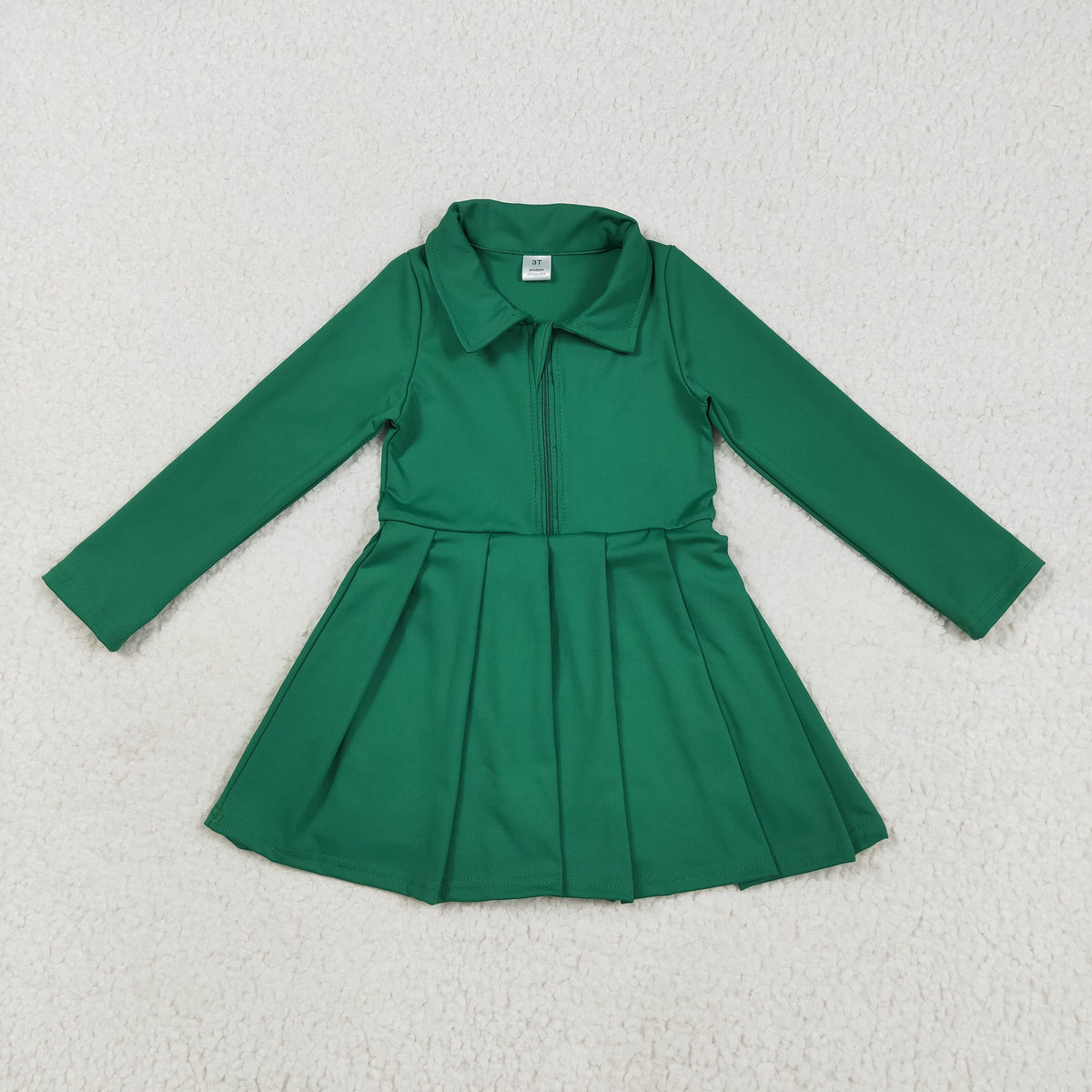 GLD1148 yoga solid color green zipper long sleeve girls dress