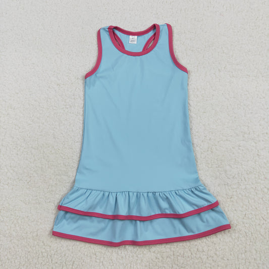 GSD2631 yoga blue sleeveless girls dress