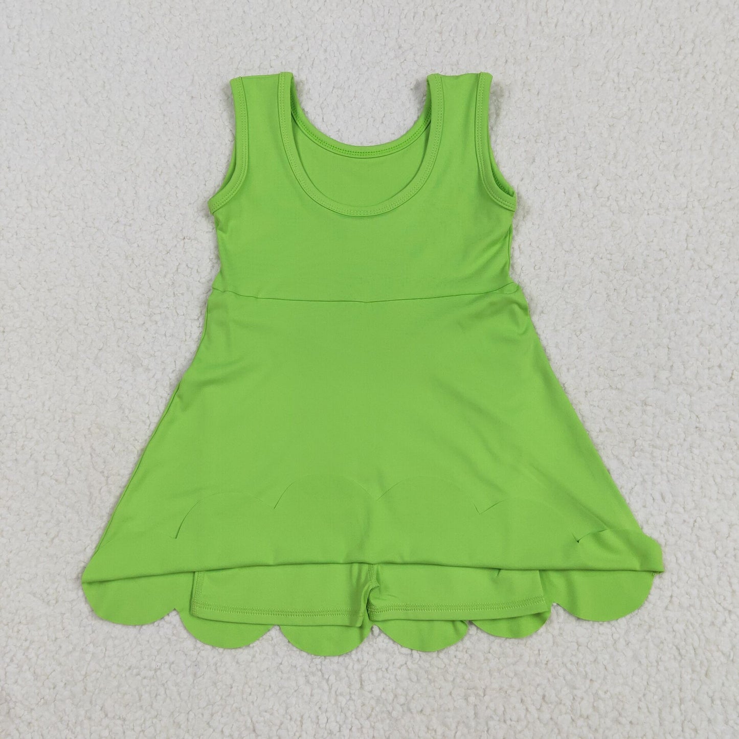 GSD2351 green sleeveless yoga girls dress with shorts