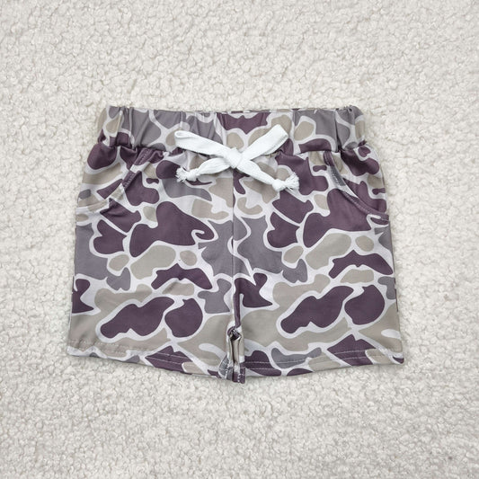 SS0454 hunting camo grey camo boys shorts milk silk