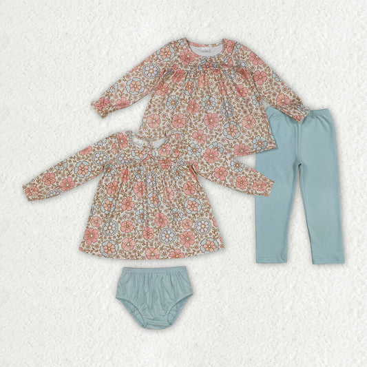Flowers Floral Girls Set/Bummies Set Sibling Clothes