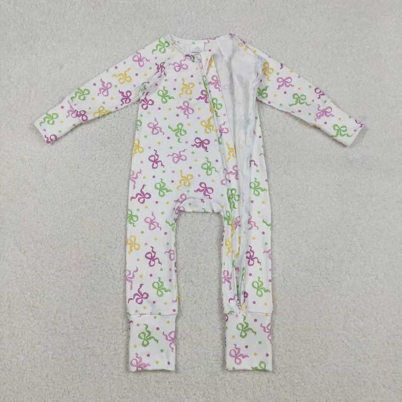Mardi Gras Bows Romper/Pajamas RTS Sibling Clothes
