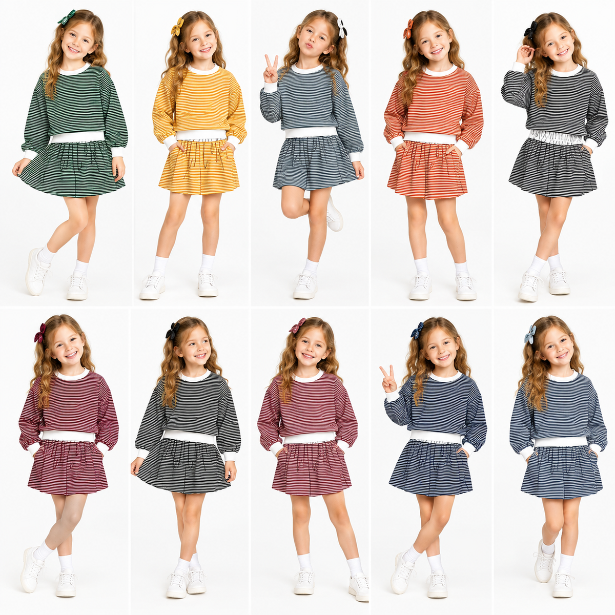 preorder Yoga Striped Skorts Girls Set Sibling Clothes