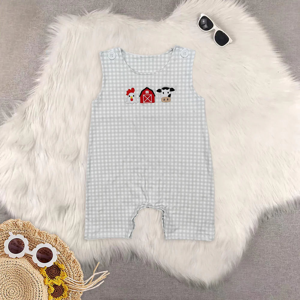 Embroidery farm chick cow house RTS Sibling Clothes