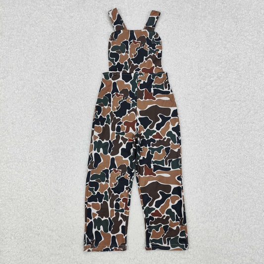 SR1988 dark green camo sleeveless boys jumpsuits