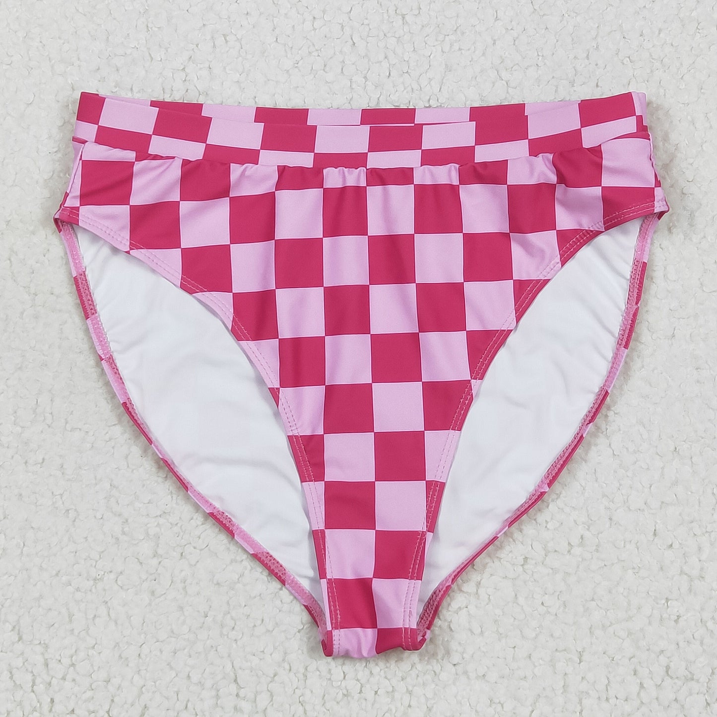 S0561 pink/hot pink checkered adult woman swimsuits shorts