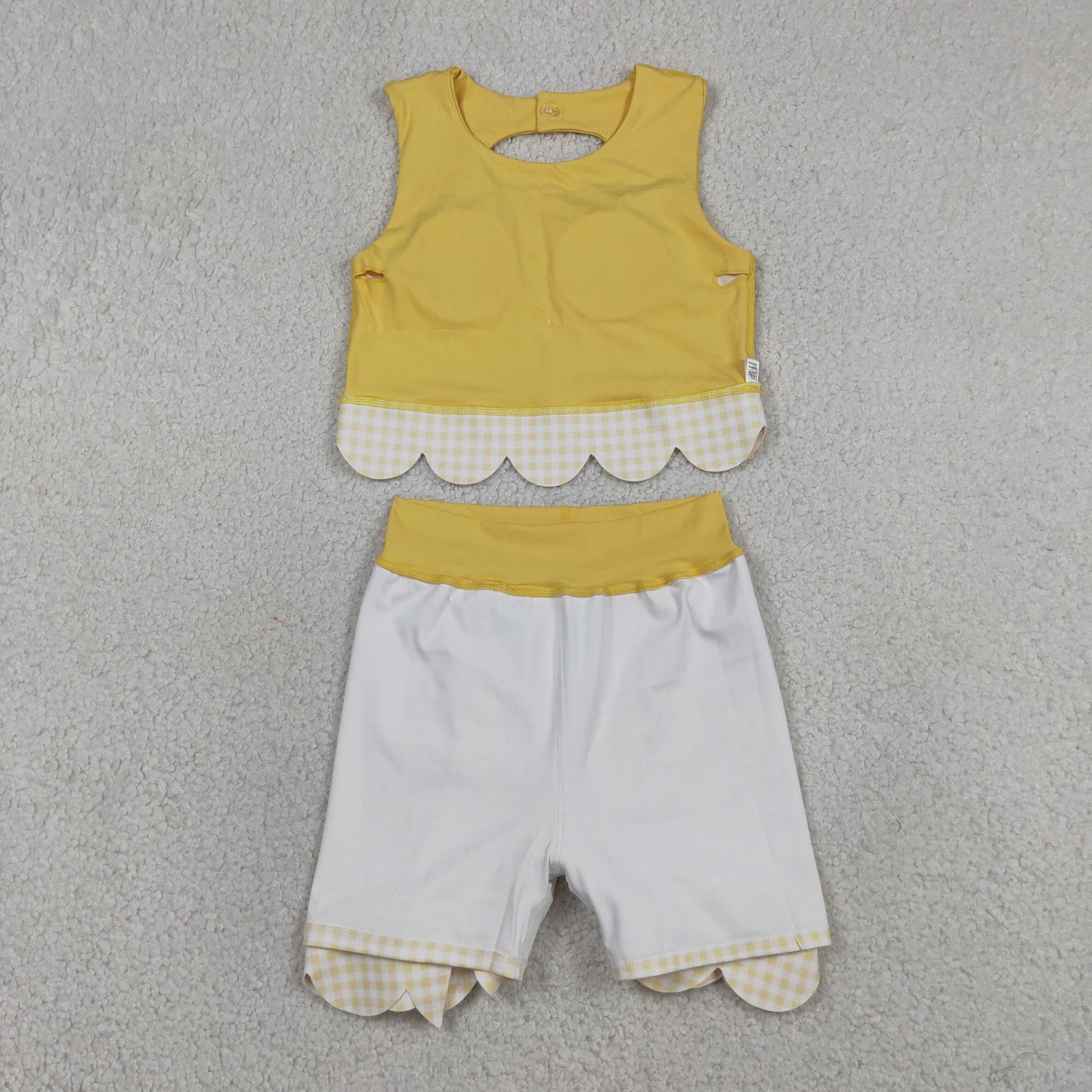 GSD3324 Yoga Solid Color Yellow Sleeveless Bows Skorts Girls Set