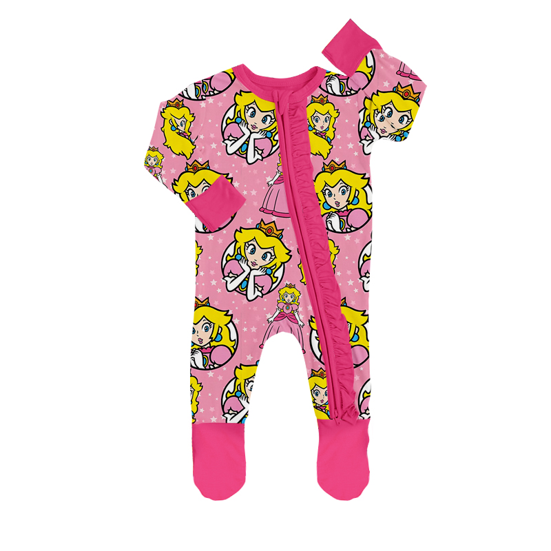 preorder LR0502 Cartoon Princess Pink Long Sleeve Girls Romper