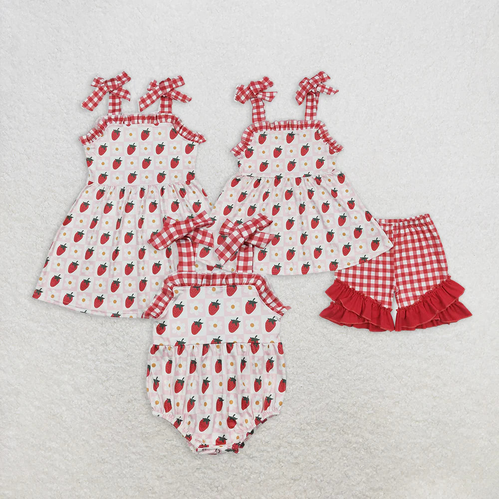 strawberry flowers floral Summer Sibling Clothes RTS