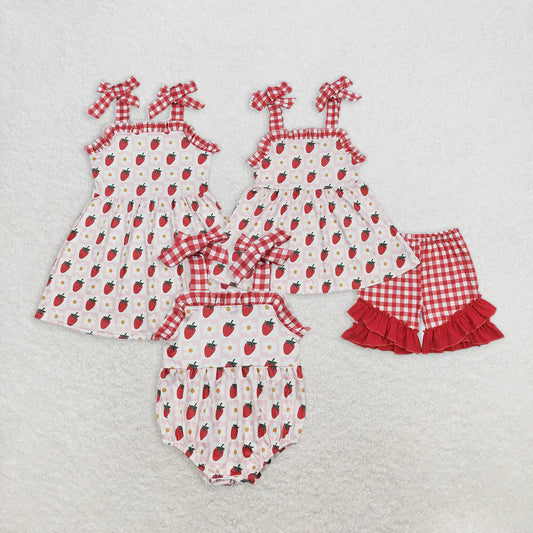 strawberry flowers floral Summer Sibling Clothes RTS