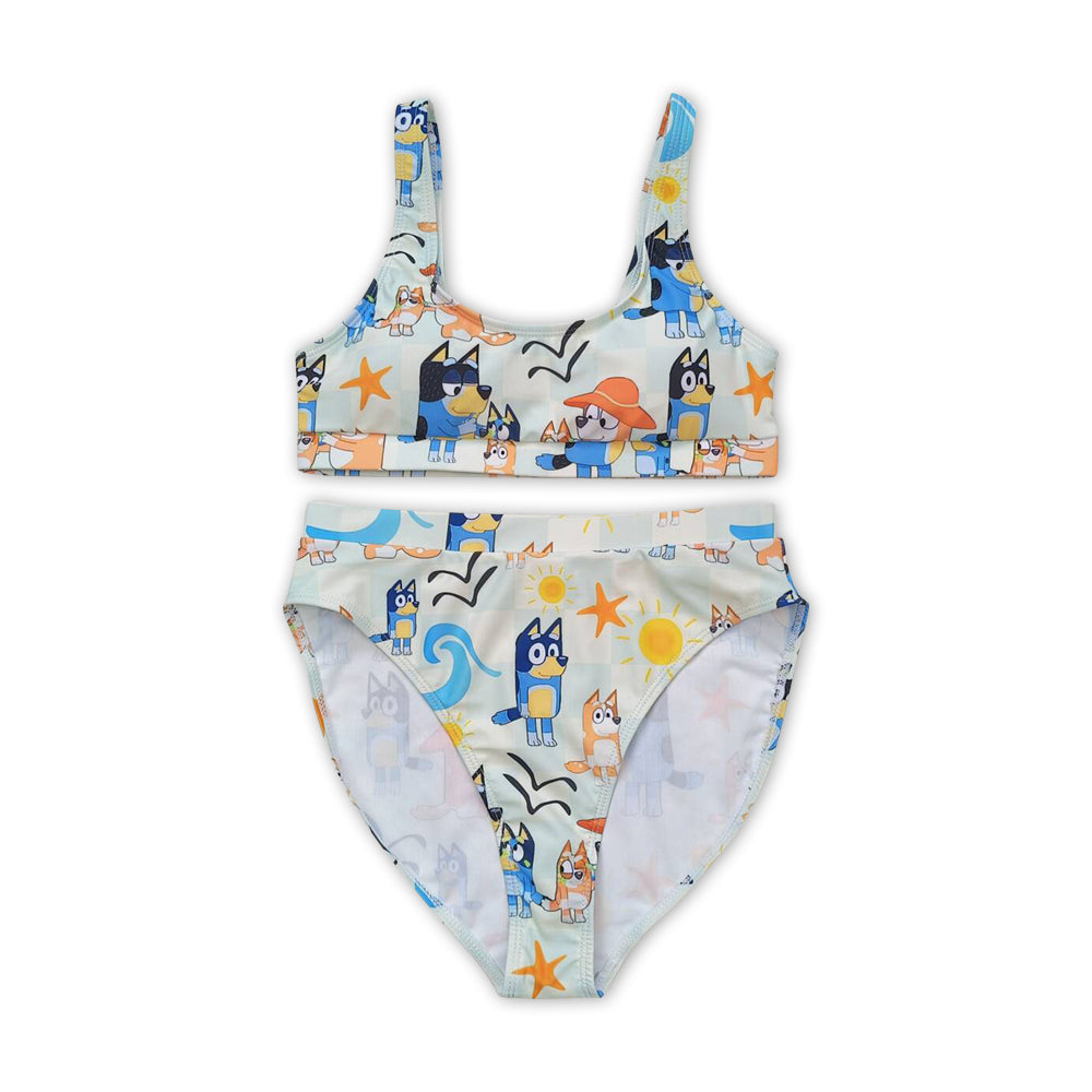 S0358 cartoon blue dog adult swimsuits