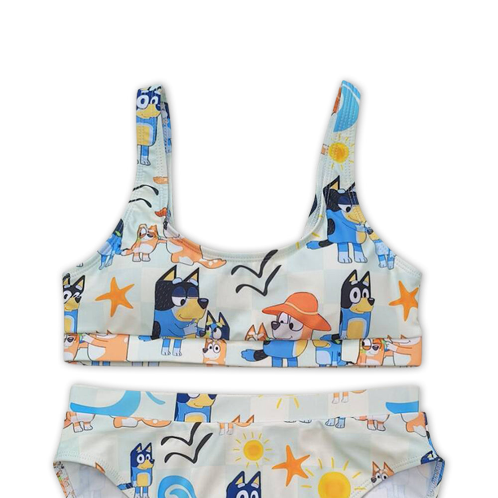 S0358 cartoon blue dog adult swimsuits