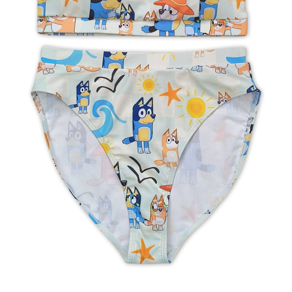 S0358 cartoon blue dog adult swimsuits