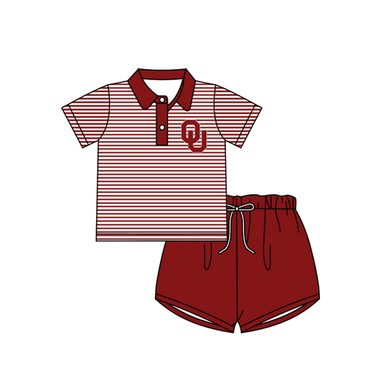 custom S 8.14 Red flutter sleeve shorts girls & boy set