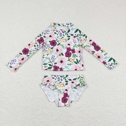 S0180 Colorful flowers Girls Bathing Suits Swimsuits