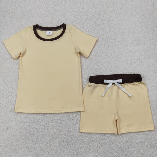 BSSO1310 light yellow brown short sleeve shorts boys set