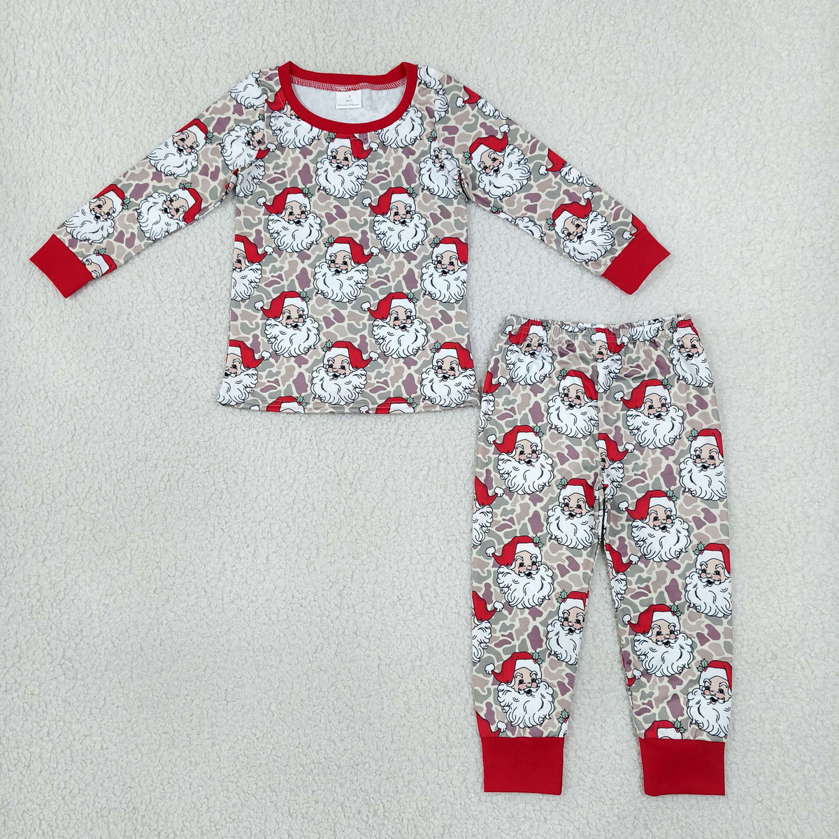BLP1613 Christmas Santa Camo Long Sleeve Pants Boys Pajamas
