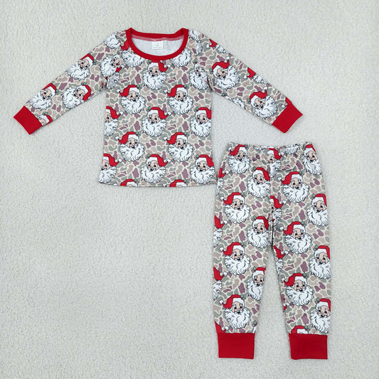 BLP1613 Christmas Santa Camo Long Sleeve Pants Boys Pajamas