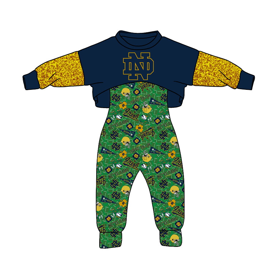 custom S 9.13 Green blue long sleeve jumpsuit set