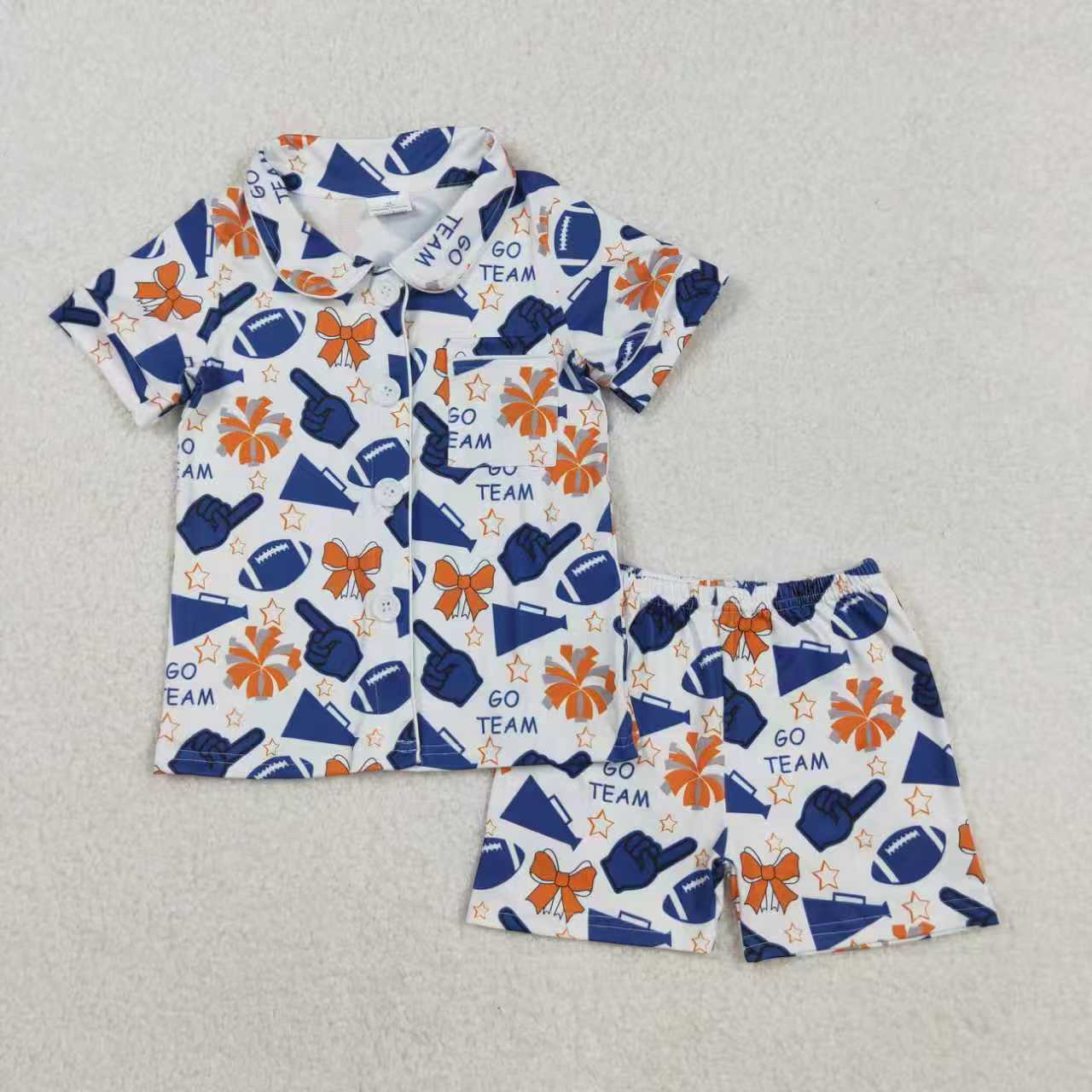 football cheer go team short sleeve shorts girls pajamas RTS sibling clothes