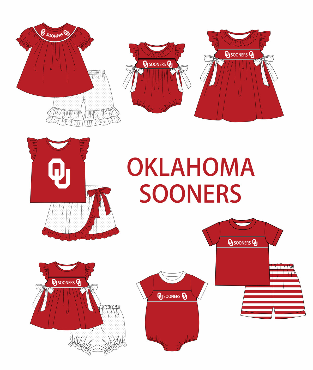 Custom Moq 3 Football Item Okla Homa Sooners Red Sibling Clothes