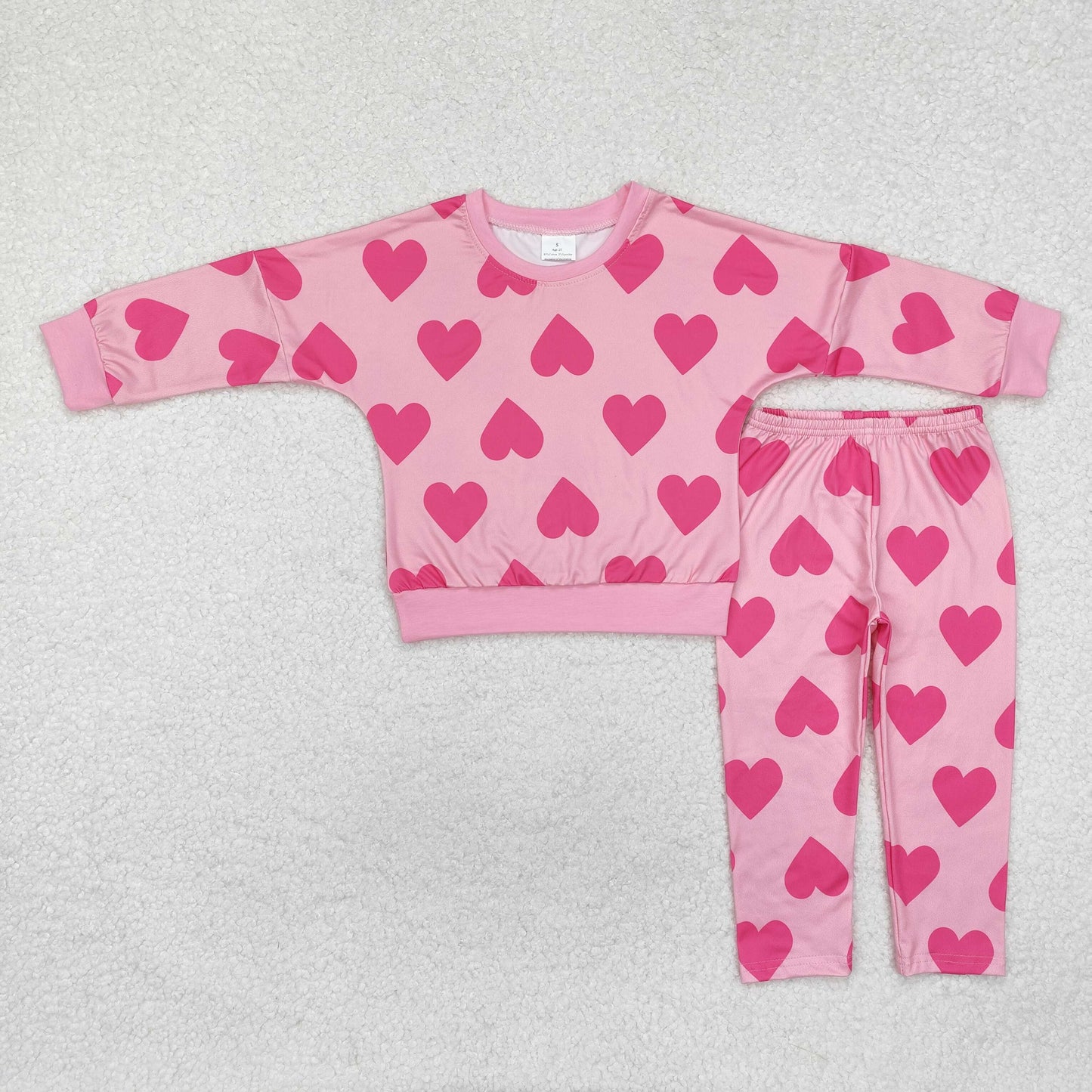 GLP2230 Valentine's Day heart pink long sleeve pants girls set