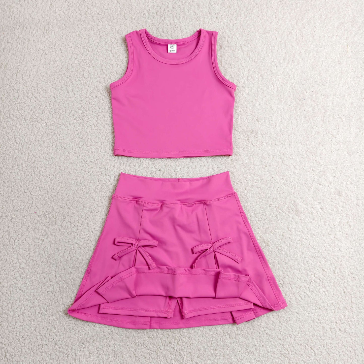 GSD3758 Yoga Pink Sleeveelss Skorts Girls Set