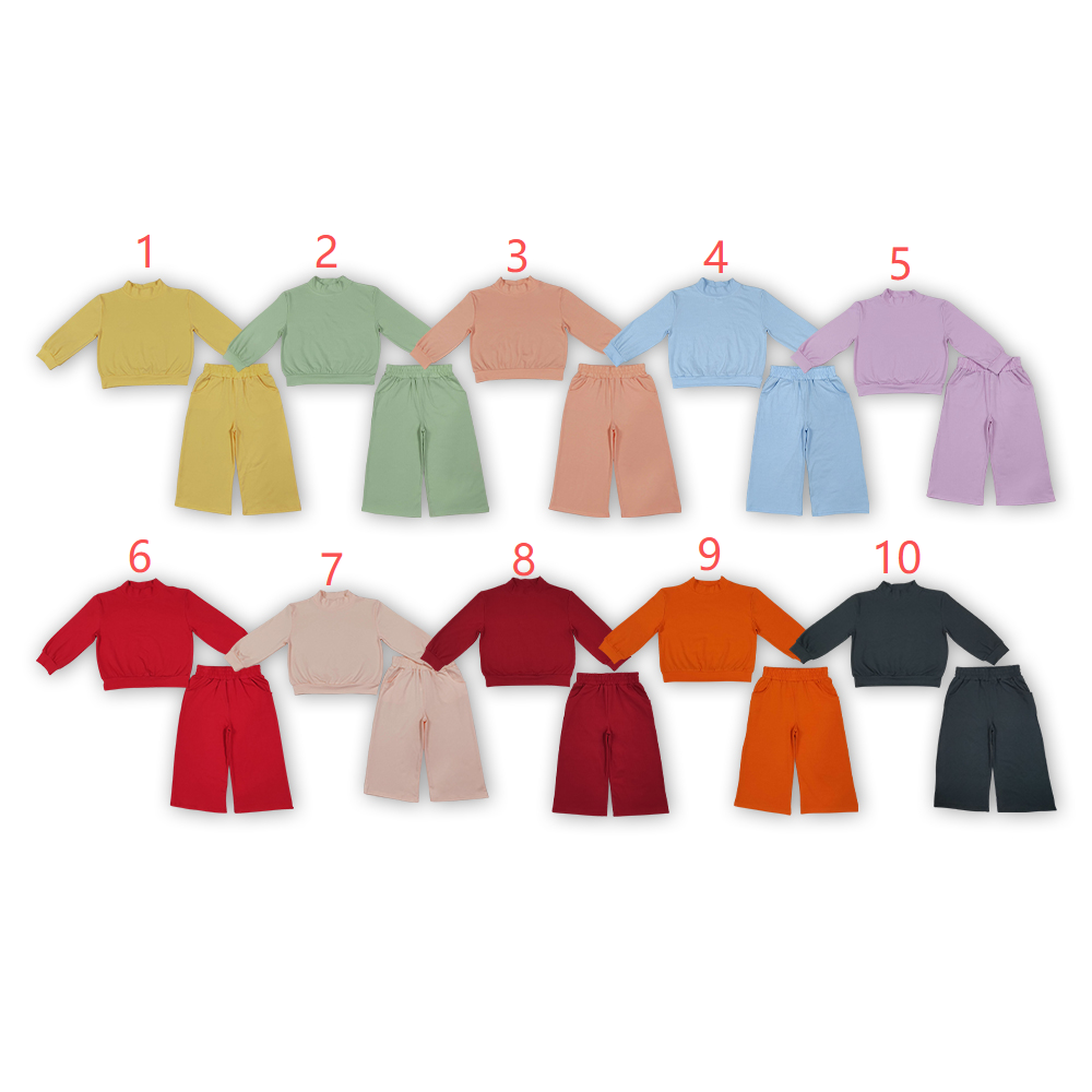 Solid Color Cotton Colorful Girls Set Sibling Clothes RTS