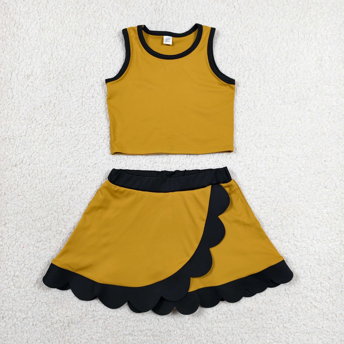 GSD4099 Yoga Golden Scallop Sleeveless Skorts Girls Set