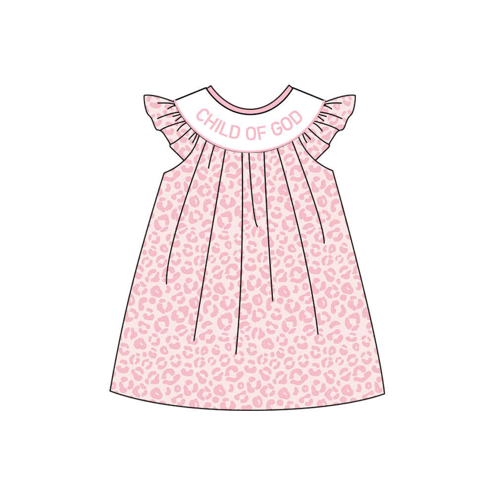 (custom style) child of god pink leopard flutter sleeve dress