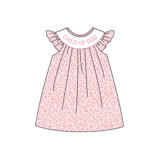 (custom style) child of god pink leopard flutter sleeve dress