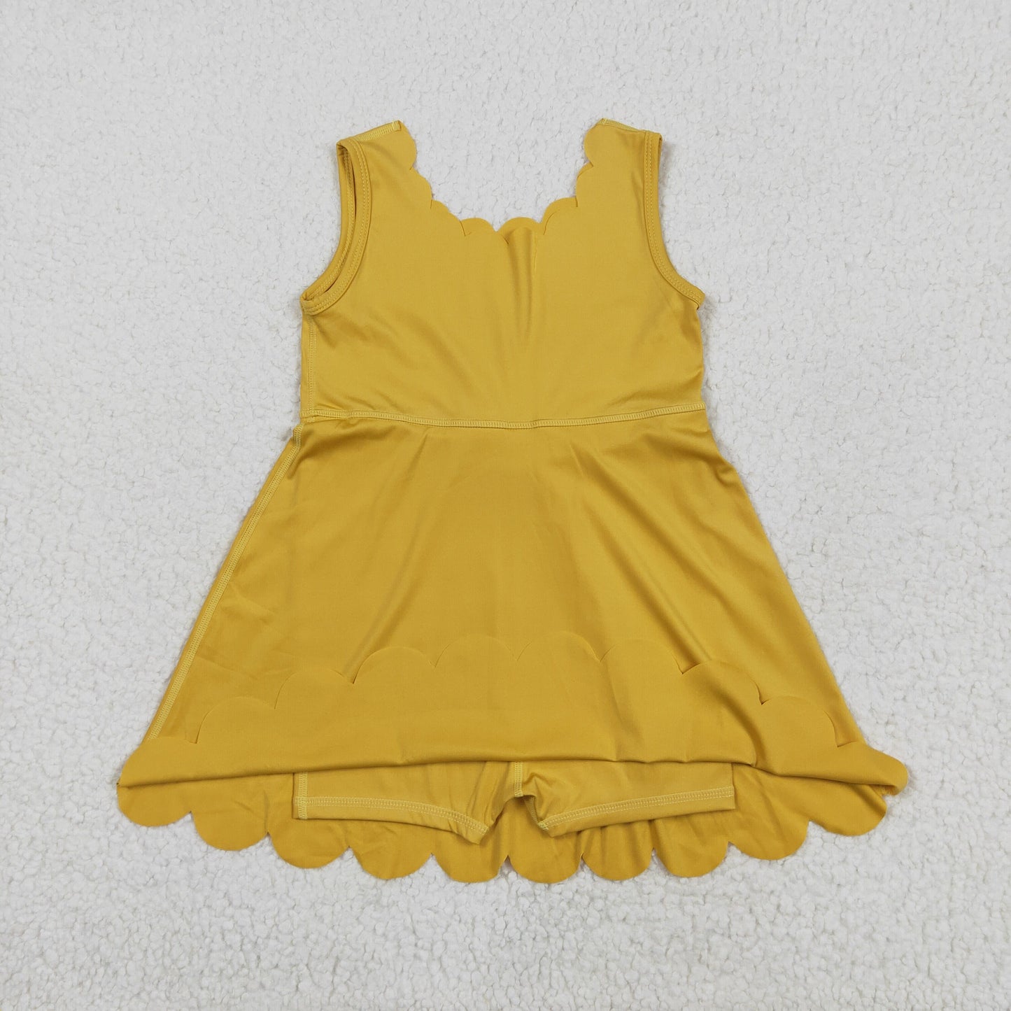GSD2373 yoga yellow sleeveless with shorts girls dress