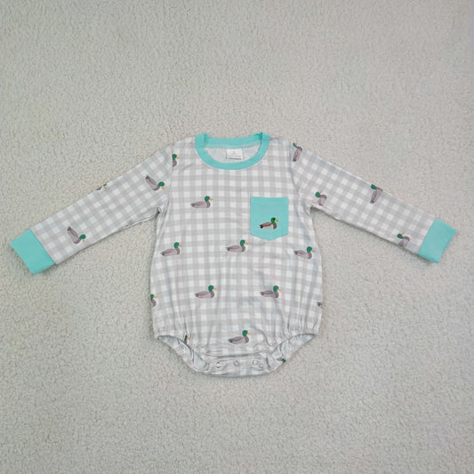 LR3000 Hunting Mallard Duck Checkered Long Sleeve Boys Romper