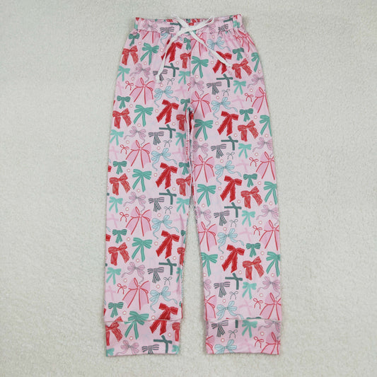 P0766 red green bows pink adult woman pants