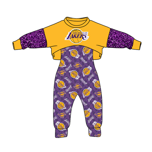 custom S 9.13  Yellow purple long sleeve jumpsuit set